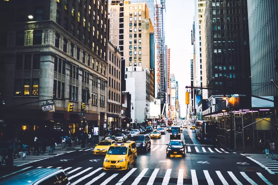 Traffic congestion on New York City street.
